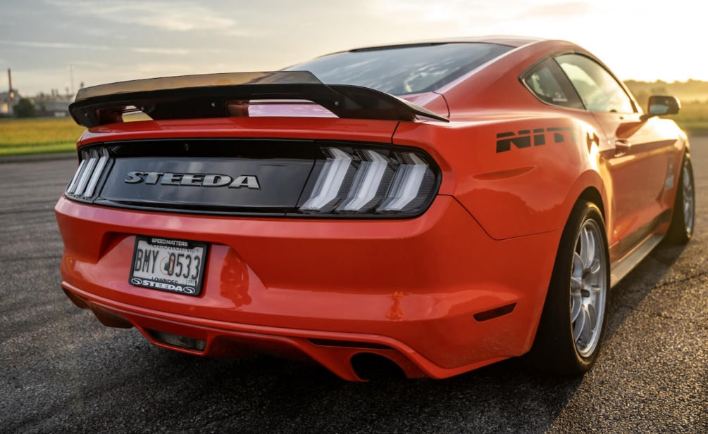 Mustang S650 - GT500 Style Rear Spoiler with Tinted Wicker Bill - Gloss Black