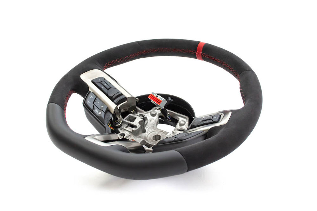 Ford Performance Mustang Alcantara Steering Wheel - Red Sightline (2018-2023)