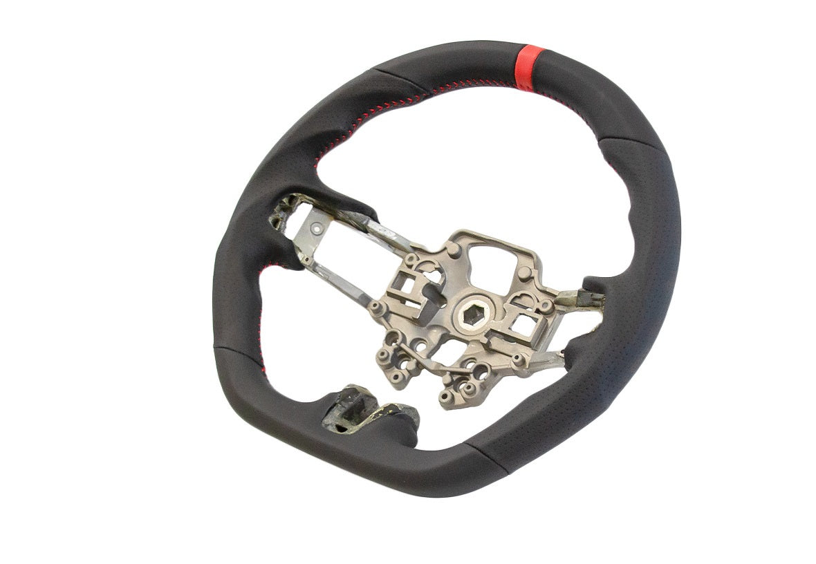 Steeda Mustang Black Perforated Leather Steering Wheel - Red Accents (2018-2023)